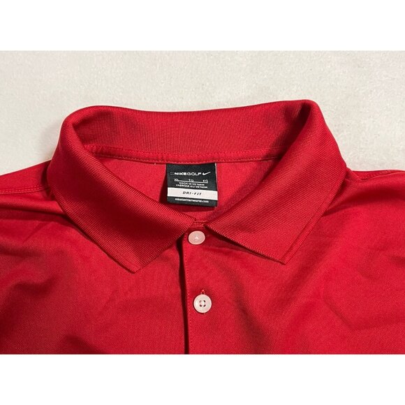 Nike Golf DriFIT Polo XL Red Moisture Wicking Performance Shirt Bach Embroidered - Picture 9 of 16